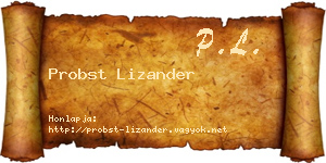 Probst Lizander névjegykártya